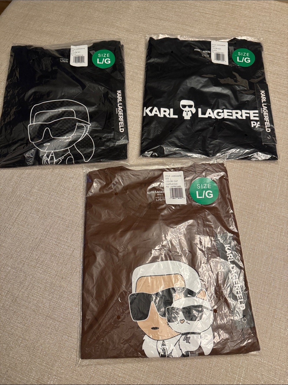 Karl Lagerfeld-NWT/Men’s L Bundle of 3 Short Sleeve Graphic Tees - Black & Brown
